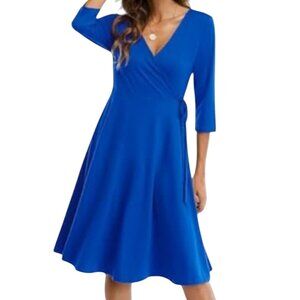 Perceptions New York Faux Wrap Blue Liquid Jersey L